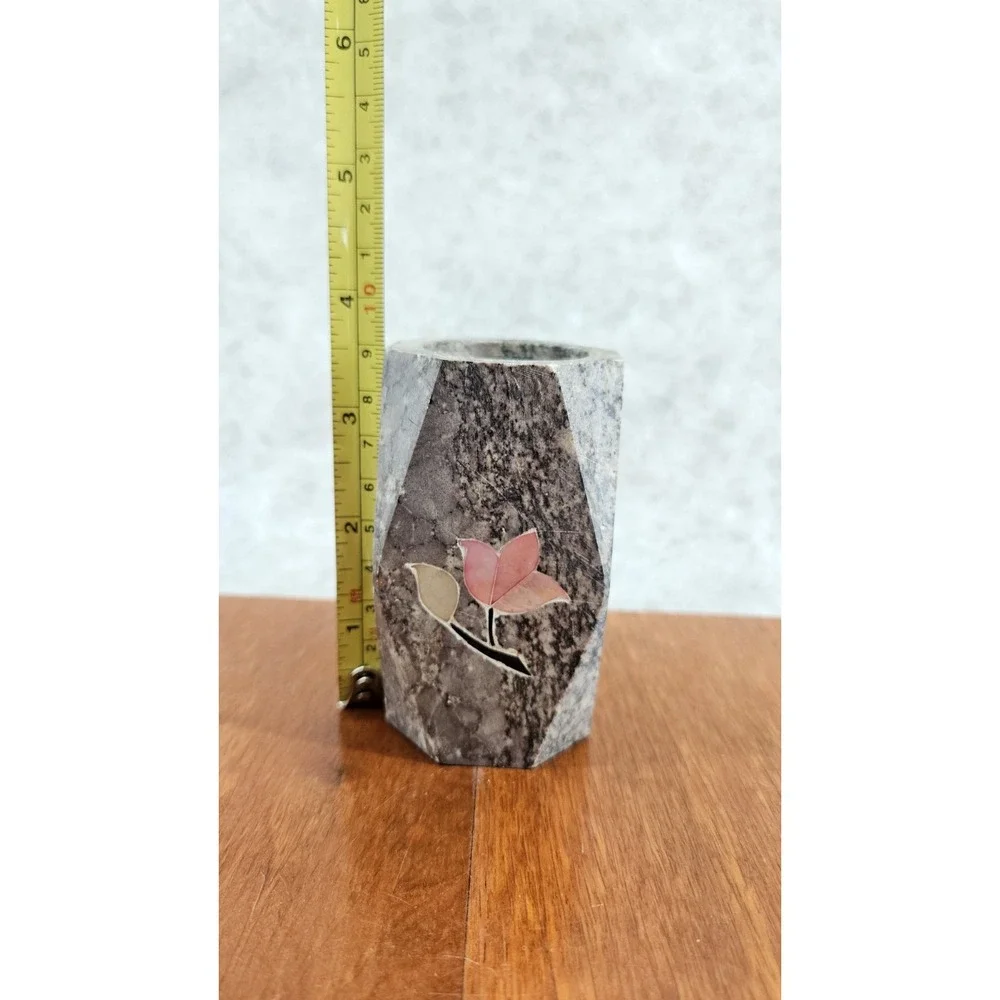 Stone‎ Vase Inlaid Mother of Pearl Flower Small Bud Vase 4